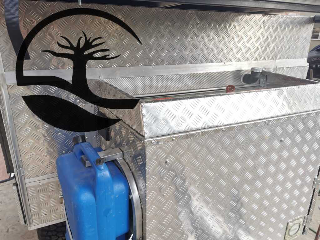 Completed Custom Remodeling of a B'rakah Camping trailer with Aluminum treat plate boxes and nosecone.