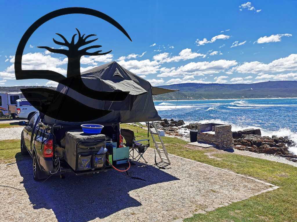 Custom Rooftop Tent with Side Awnings and Cover with Separate Bag for Bedding on a Opel Corsa Bakkie LDV with Rear Slide and full Water & Electrical installations.